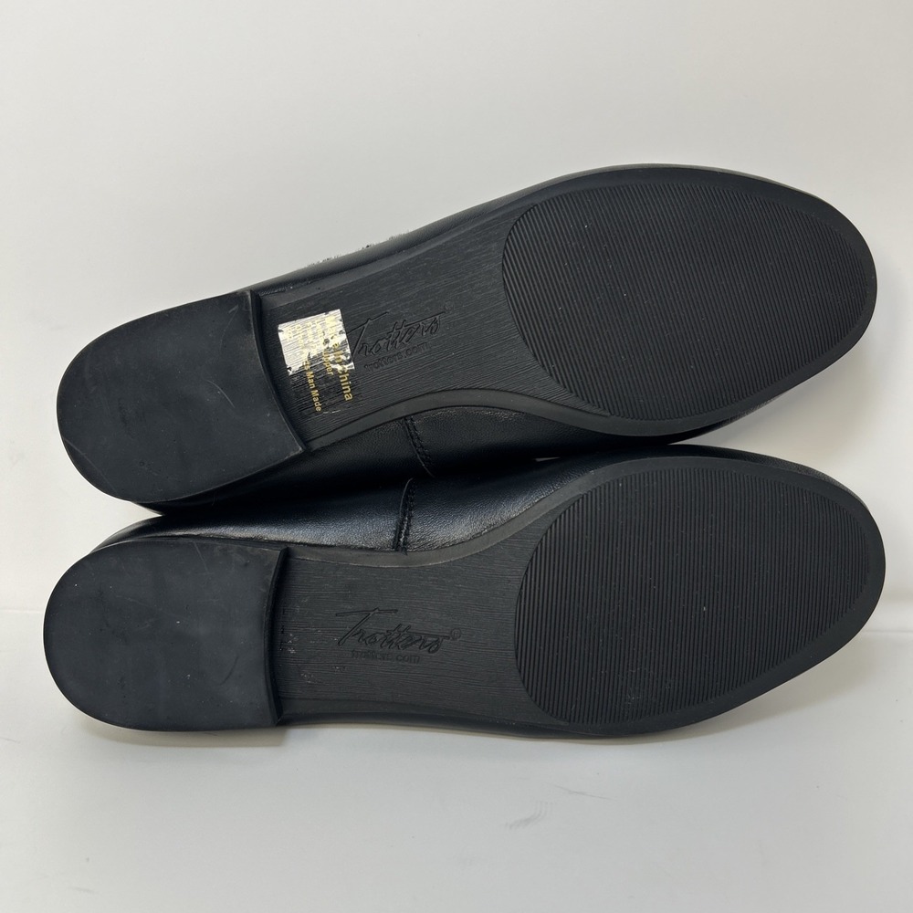Trotters Glory Women's Loafers Black Leather Faux Fur Lined 7W 7 Wide NIB - Picture 8 of 12